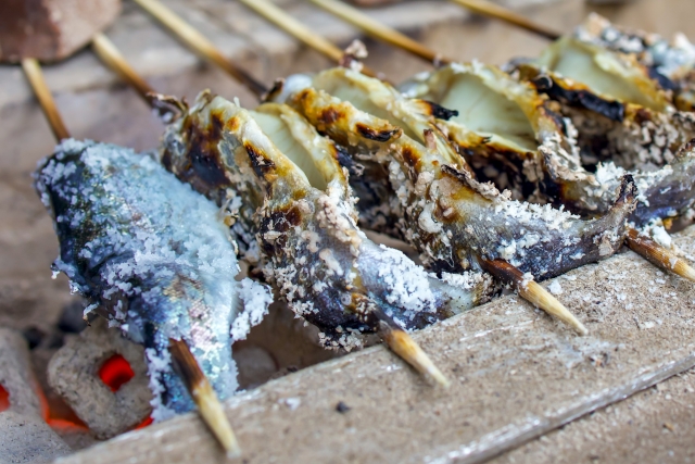 ニジマスの塩焼き
